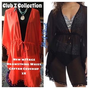 🌻NWT Club Z Collection 2X CORAL DRAWSTRING WAIST SWIM COVERUP